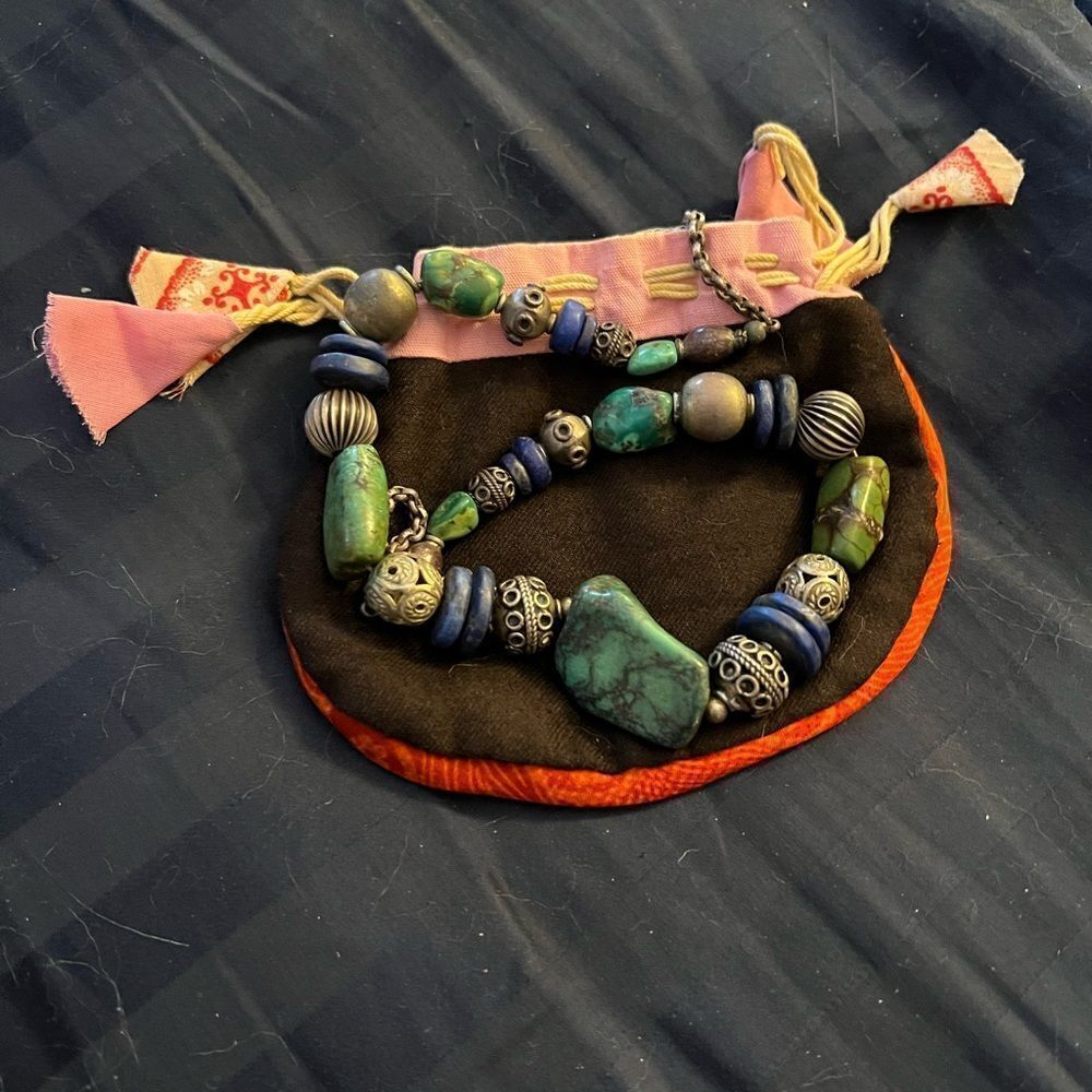 Sterling and semiprecious Nepalese necklace, handmade